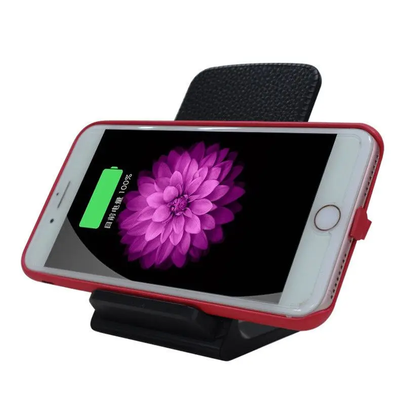جلدية شاحن لاسلكي سريع موقف اللاسلكي الهاتف المحمول السريع شاحن آيفون 8 زائد XS XR سامسونج عمود شحن سادة جبل
