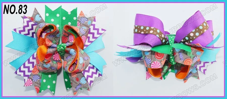 

free shipping 65pcs popular 6'' Large Stacked hair bows Layered boutique hair bows animal print bows