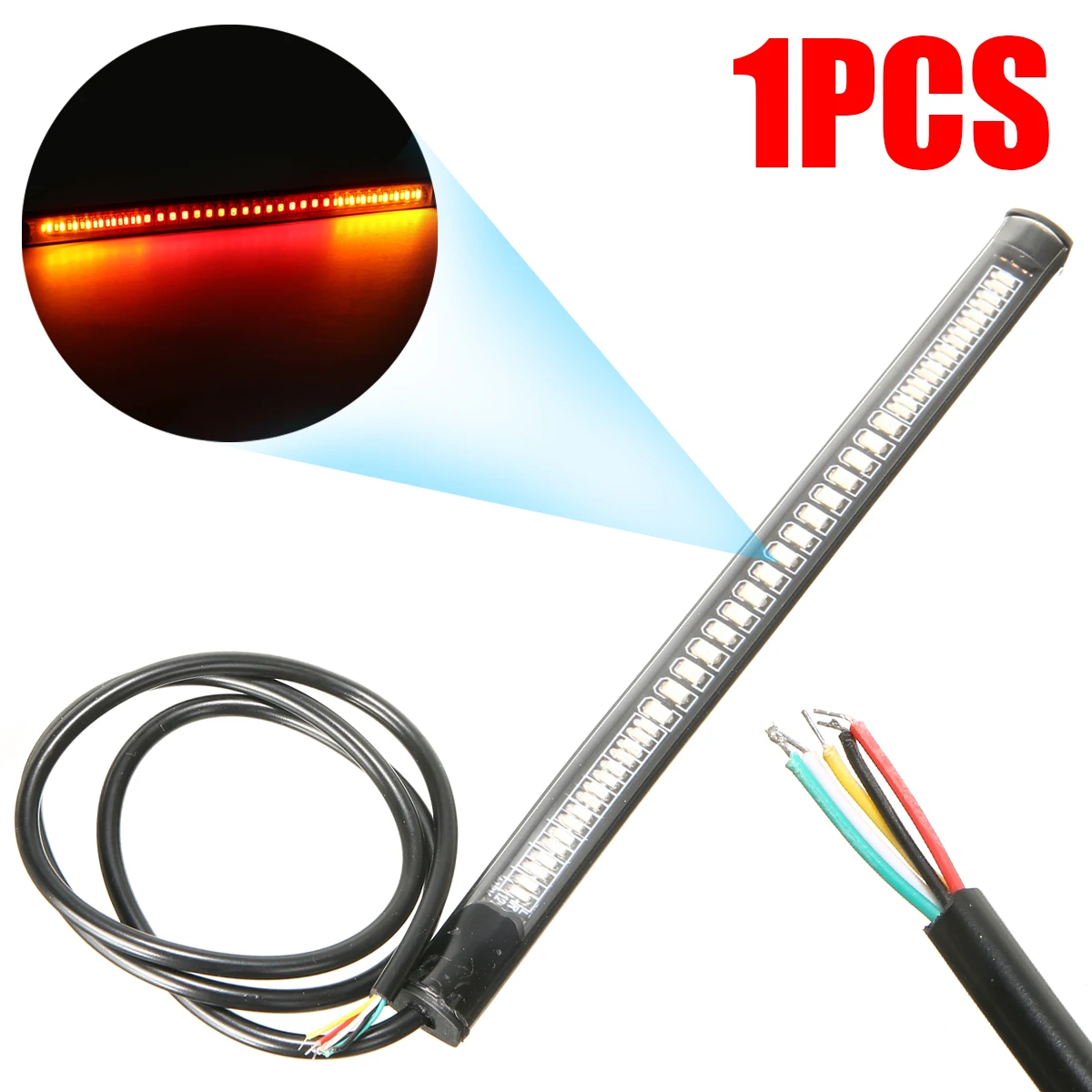 1PC Super Bright Motorcycle Plate Brake Tail Lamp Amber Turn Signal Light 12V Strip Light Black Base For Moped Scooter