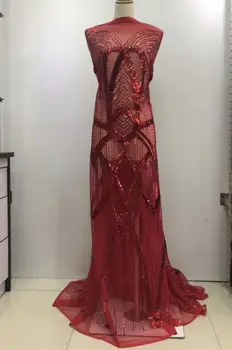 

New design ZH1911212 sequins embroidered tulle mesh lace fabric high quality african net lace fabric