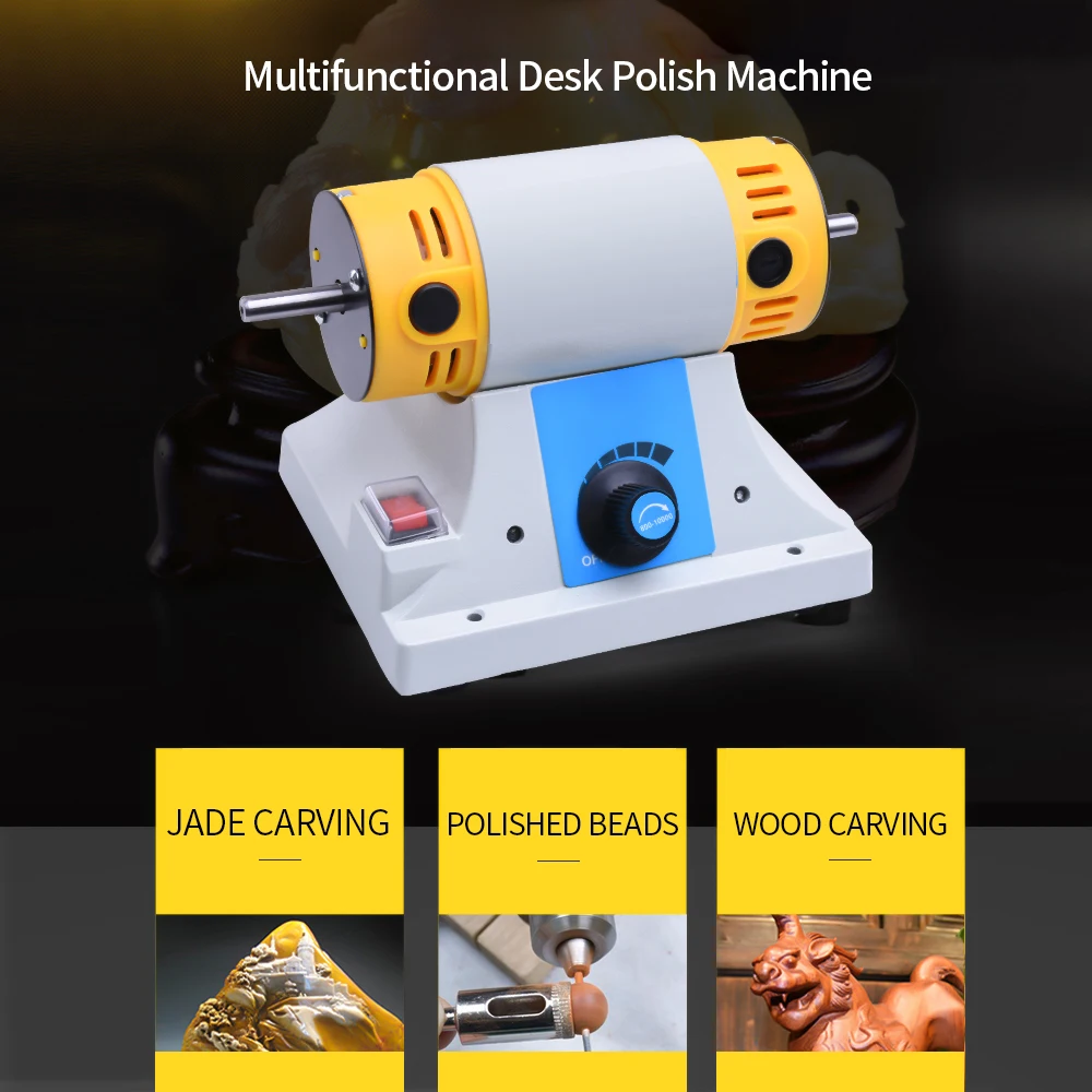 

Mini TM Table Lathe Polishing Motor Jewelry Polishing Machine Rotary Burnishing Grinding Cleaning Finishing Motor