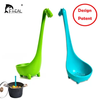 

FHEAL 1pc Food-grade PP Cute Giraffe Soup Spoon Long Handled Colander Spoon Tableware Dinnerware Reusable Ladle Kitchen Gadgets