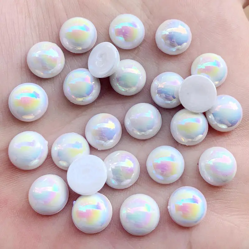 

6mm&10mm semicircle Crystal AB Acryl Flatback Rhinestones Round Crystal Stones Non Hotfix Scrapbook Strass for DIY craft