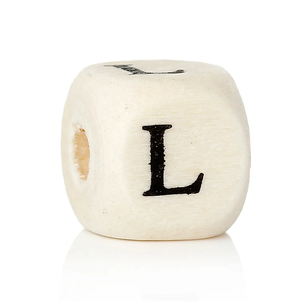 8 сезонов "A" до "N" Одна буква деревянные бусины кубической формы натуральный Алфавит/буквы бусины около 10 мм(3/"), отверстие: 4 мм, 300 шт - Цвет: L