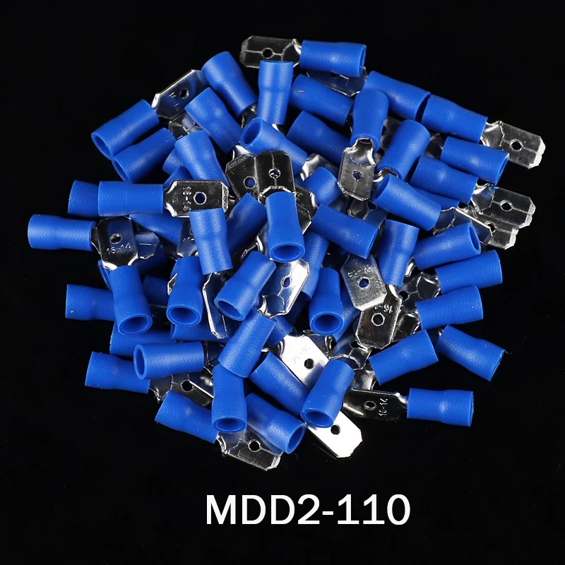 1000 шт. MDD2-110 синий AWG16-14 латунь изоляционный обжимные клеммы соединители на