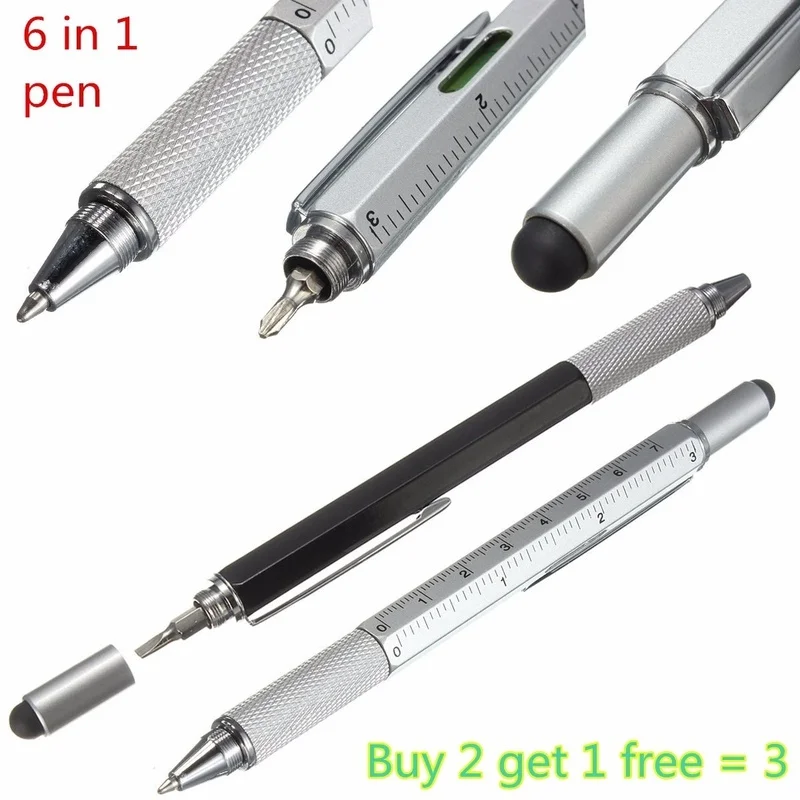 (Buy 2 Get 1 Free) Creative Multifunction Ball-point Pen Level + Caliper Screwdriver Multi-function Capacitance Ballpoint | Канцтовары