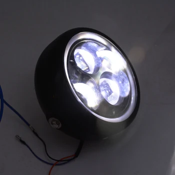 

12V LED Headlight Projection Lamp With Angel Ring For Harley Sportster Cafe Racer Bobber Motorcycle