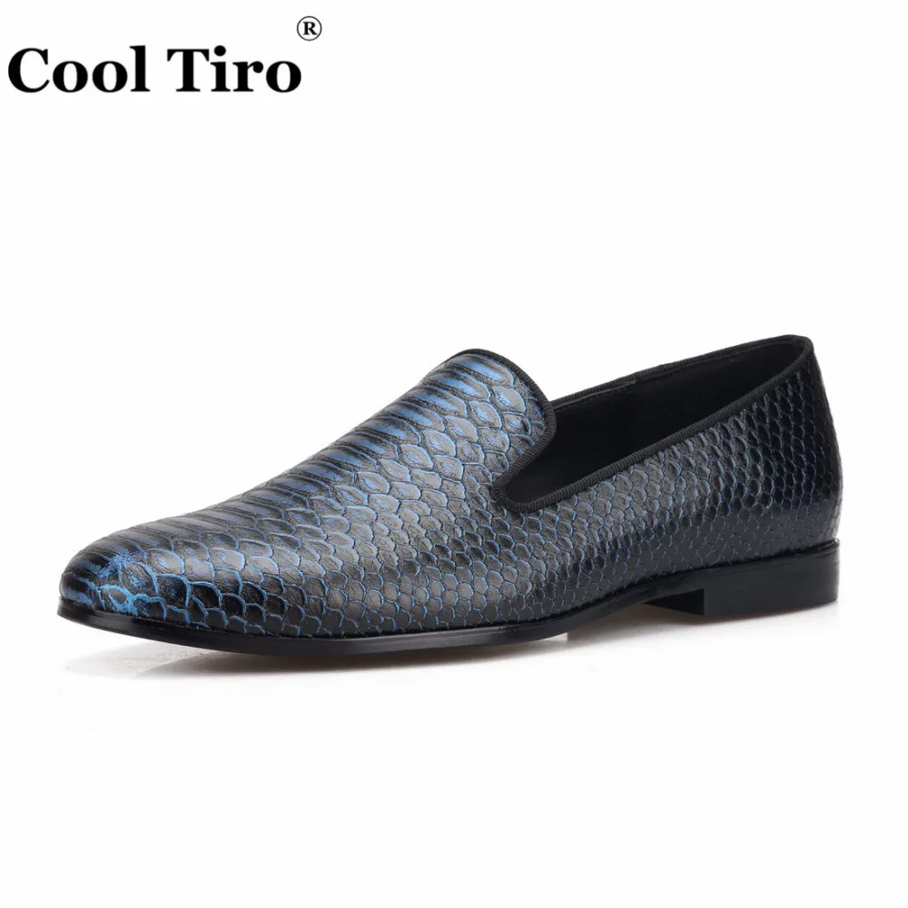 COOL TIRO/темно-синие мужские лоферы из змеиной кожи питона; мужские кожаные мокасины на плоской подошве; свадебные модельные туфли; повседневная обувь