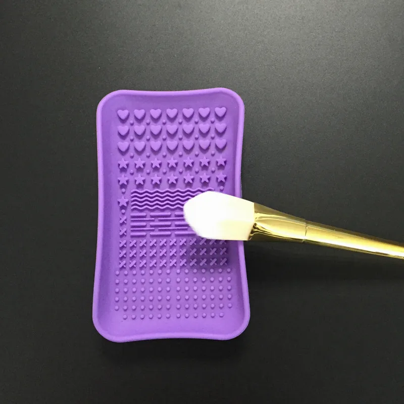 Силиконовый коврик для очистки кистей Косметика Pinceles мытье кистей для макияжа гель скруббер доска коврик основа макияж щетка для чистки инструмента - Handle Color: Purple