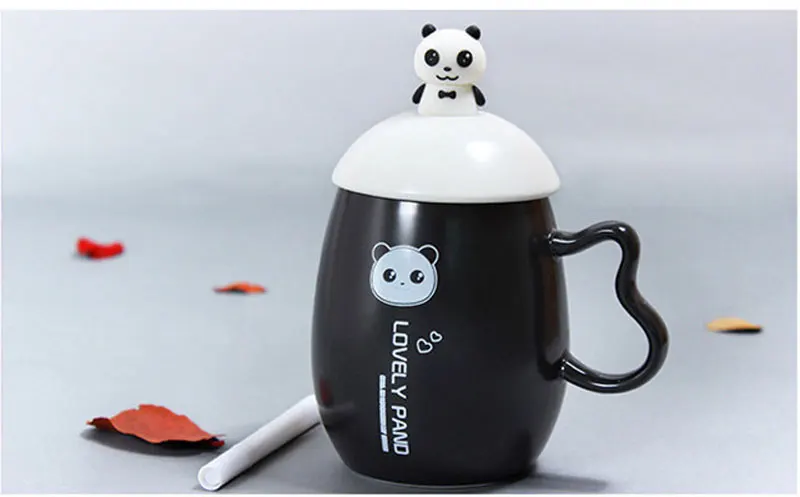 Керамическая кружка с пандой, милая керамическая чашка с животными, ложка-Панда и ручка, оставьте сообщение, самый популярный подарок на день рождения, кофейные кружки с молоком - Цвет: 04