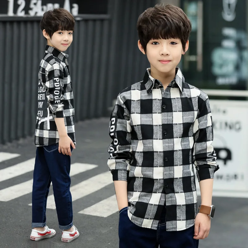 

Boys Plaid Cotton Sweatshirt 2019 New Spring Autumn Long Sleeve Blouse Children Shirt Boys Outerwear Kids Clothes