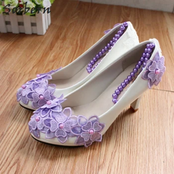 purple flower heels