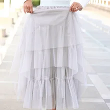 Осень г. Лидер продаж модные женские туфли новая пачка длинные Тюлевая юбка Высокая талия большой качели Юбки для женщин saias Mujer