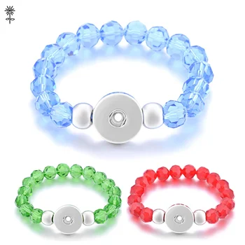 

Wholesale 10pcs/lot Ginger Snap Jewelry 8 Colors Interchangeable Glass Bead Elastic Strand Bracelet Fit 18mm Snap Button