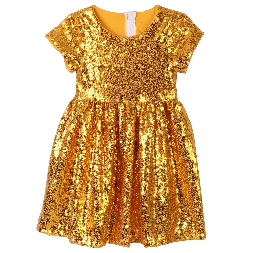 

Baby Girl Sequin Dress Kids Princess Glitter Dress for Girls Gold Summer Dress First Communion Dresses for Girls Party Dress