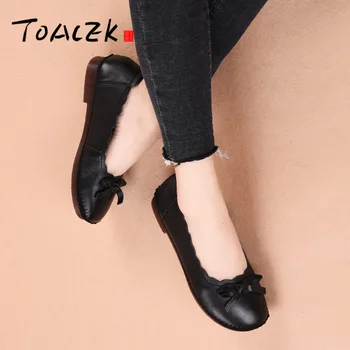 

Comfortable soft-soled leather bean shoes, casual non-slip flat heel retro handmade shoes