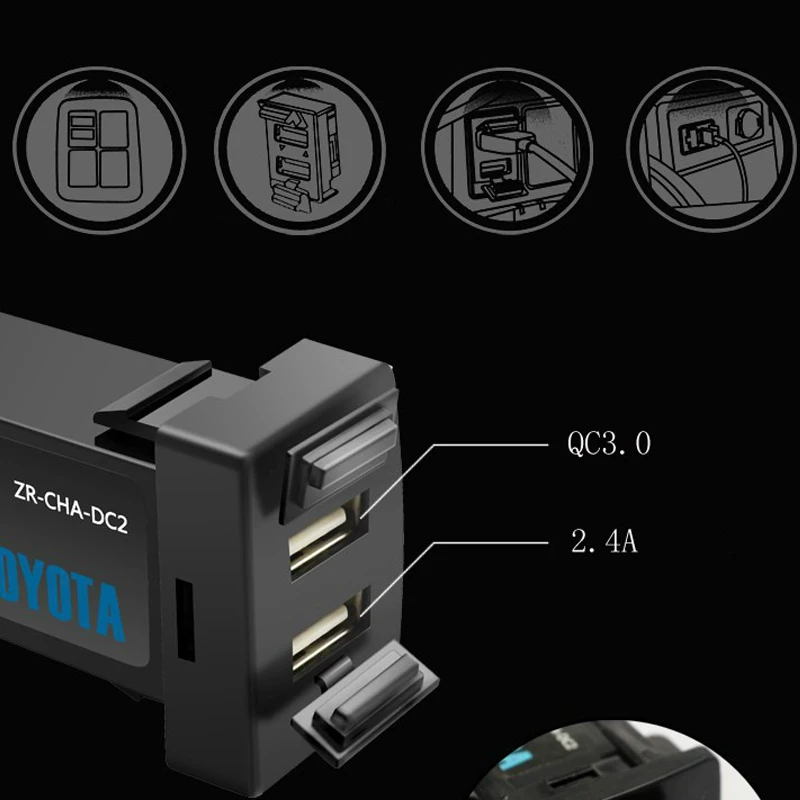 USB зарядное устройство для приборной панели автомобиля 5 в 2,4 А и QC3.0 Быстрая зарядка для MITSUBISHI ASX Lancer Outlander Pajero для iPhone для iPad