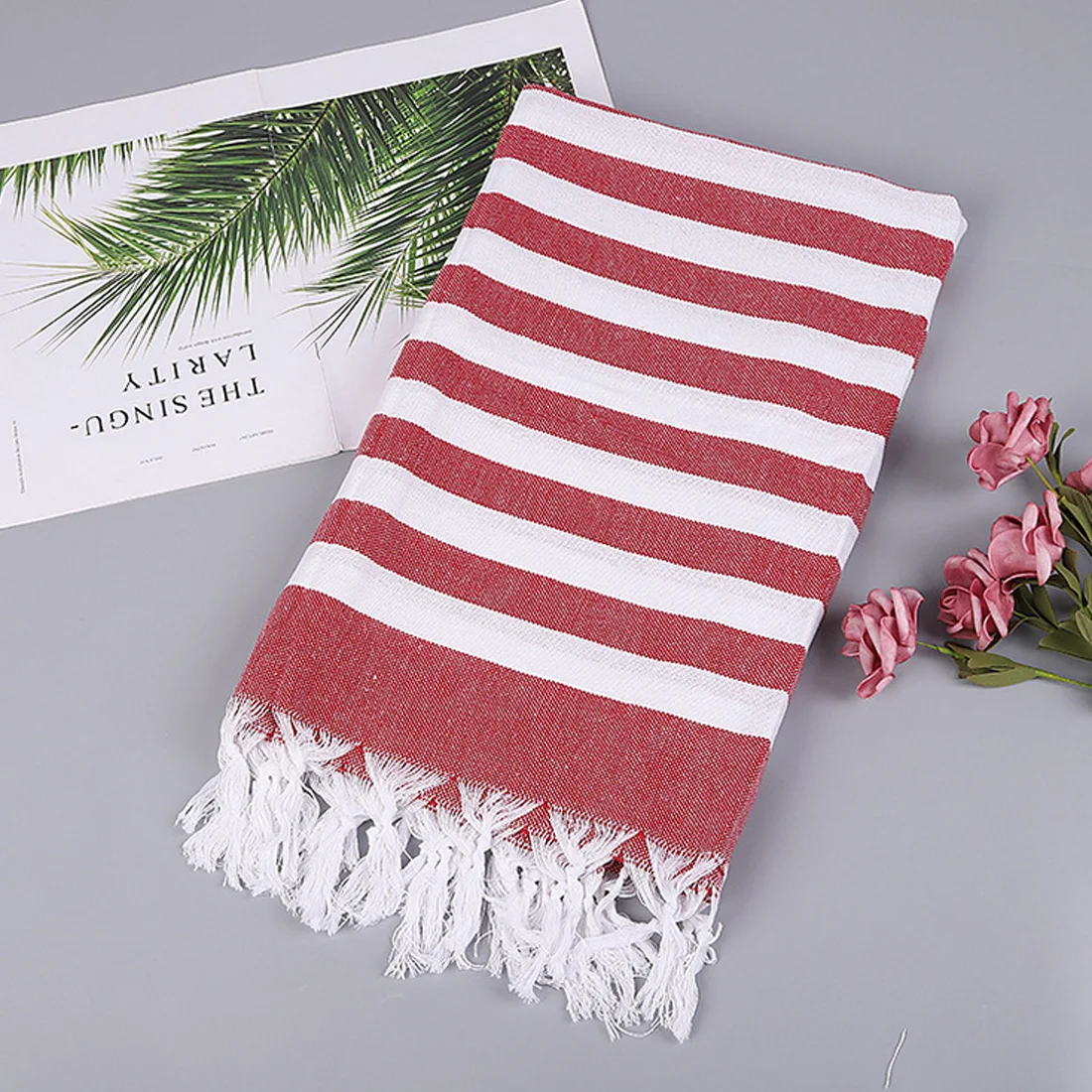 

Turkish Style Fashion Stripes Thin Bath Towel 100% Cotton Beach Towel With Tassels Picnic Blanket Mat Tapestry 100*180cm
