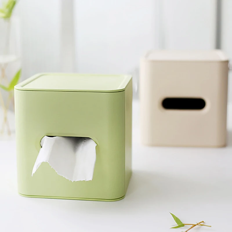 

Home Kitchen Bamboo Fiber Plastic Tissue Box Napkin Holder Case Simple Stylish Roll Paper Napkins Tissue Box