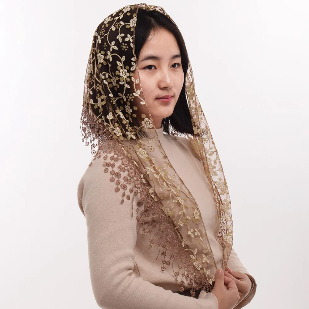 

Women Lace Catholic Church Scarf Veil Soft Triangle Mantilla Chapel Head Covering