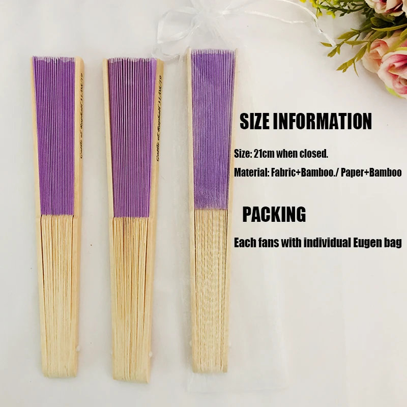 US $59.68 50pcs Personalized Wedding Folding Hand Fan Silk Fold Fans Wedding Gifts For Guests Customized Wedding Anniversary Party Favors