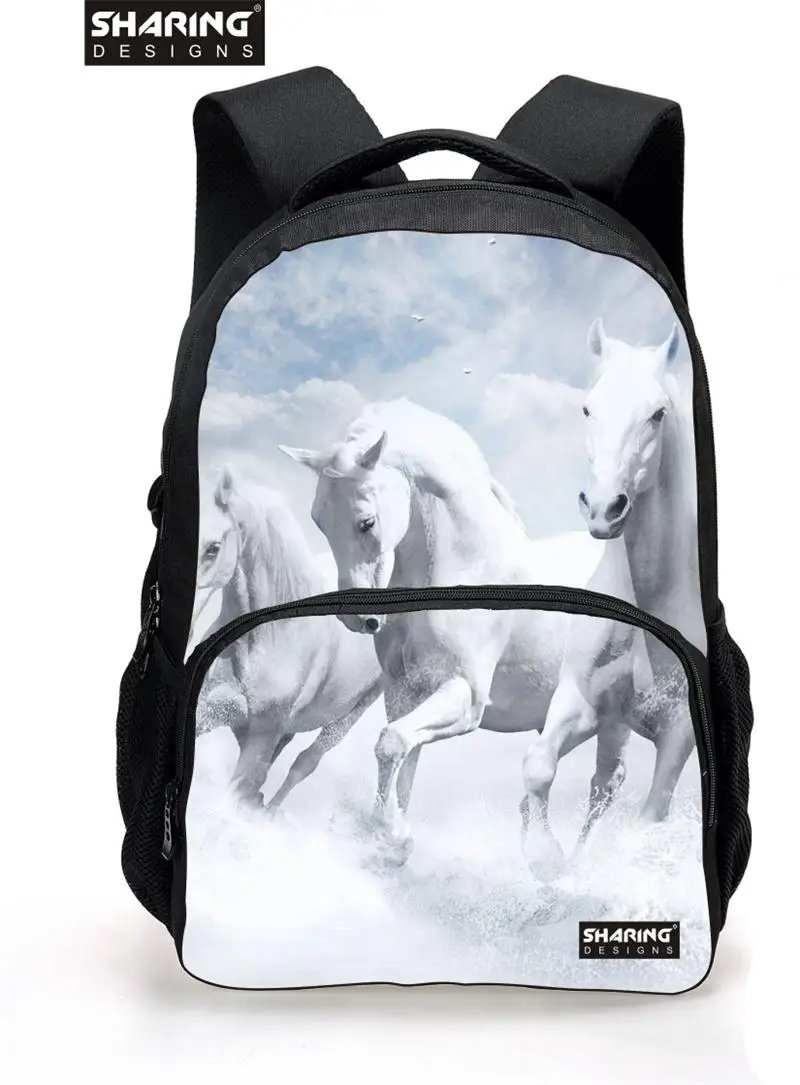 Большая детская школьная сумка с изображением лошади для подростков мальчиков и девочек, классная школьная сумка с изображением собаки льва для детей, модная мужская дорожная сумка - Цвет: Бежевый