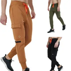 Брюки Мода Для мужчин спортивные штаны Повседневное Карманы эластичный пояс 2018 свободные брюки карандаш брюки