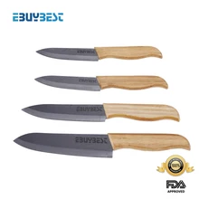 Cuchillos de cocina De Bambú ambiental Manija del cuchillo de cerámica 3 “4” 5 “6” pulgadas de Hoja Negro + cubiertas de frutas cuchillos