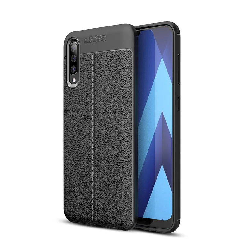 Силиконовый чехол litchi для Samsung galaxy A50 чехлы ударопрочный силиконовый кожаный из
