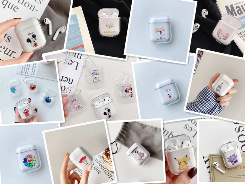

Airpods case Cute for airpods cover Cartoon protective hard case transparent wireless earphone case For iphone Headphone case