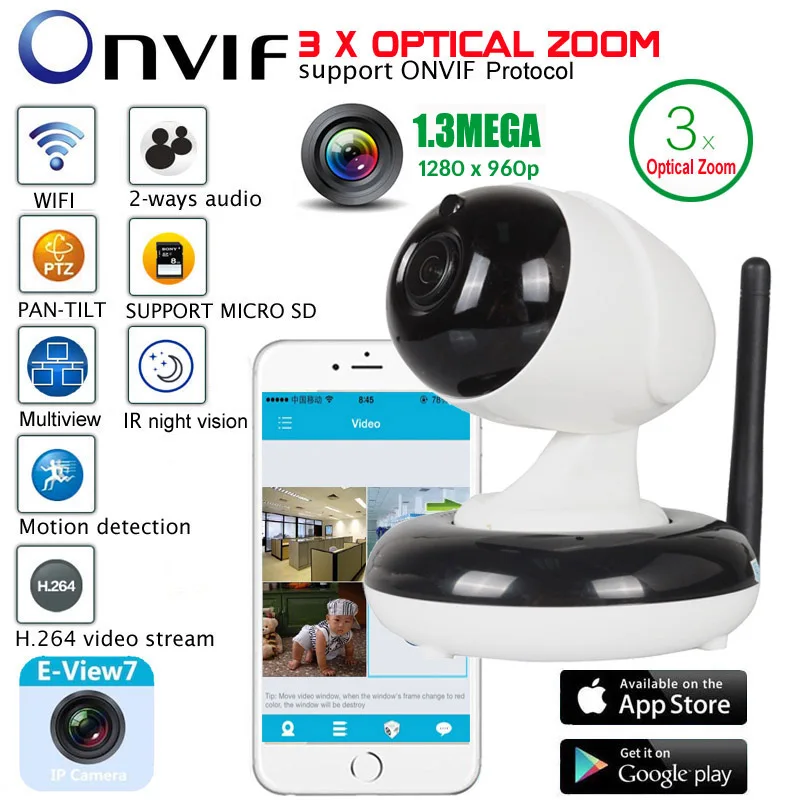 ФОТО ip camera 960p 1.3mp full hd wifi camera infrared night vision cctv surveillance security camera p2p baby monitor ptz ircut