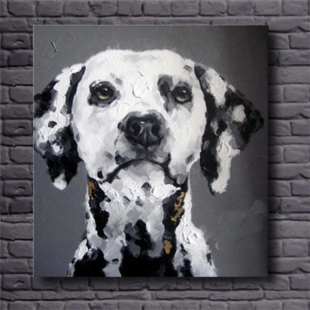 Hand Painted Wall Art Black White Abstract Oil Paintings Dog Decorative Pictures Modern Animal Canvas Hand Painted Wall Art Black White Abstract Oil Paintings Dog Decorative Pictures Modern Animal Canvas