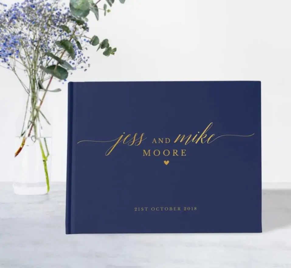 Personalize Navy Blue Wedding Guest Book Sign In Navy Blue Wedding Guest Book