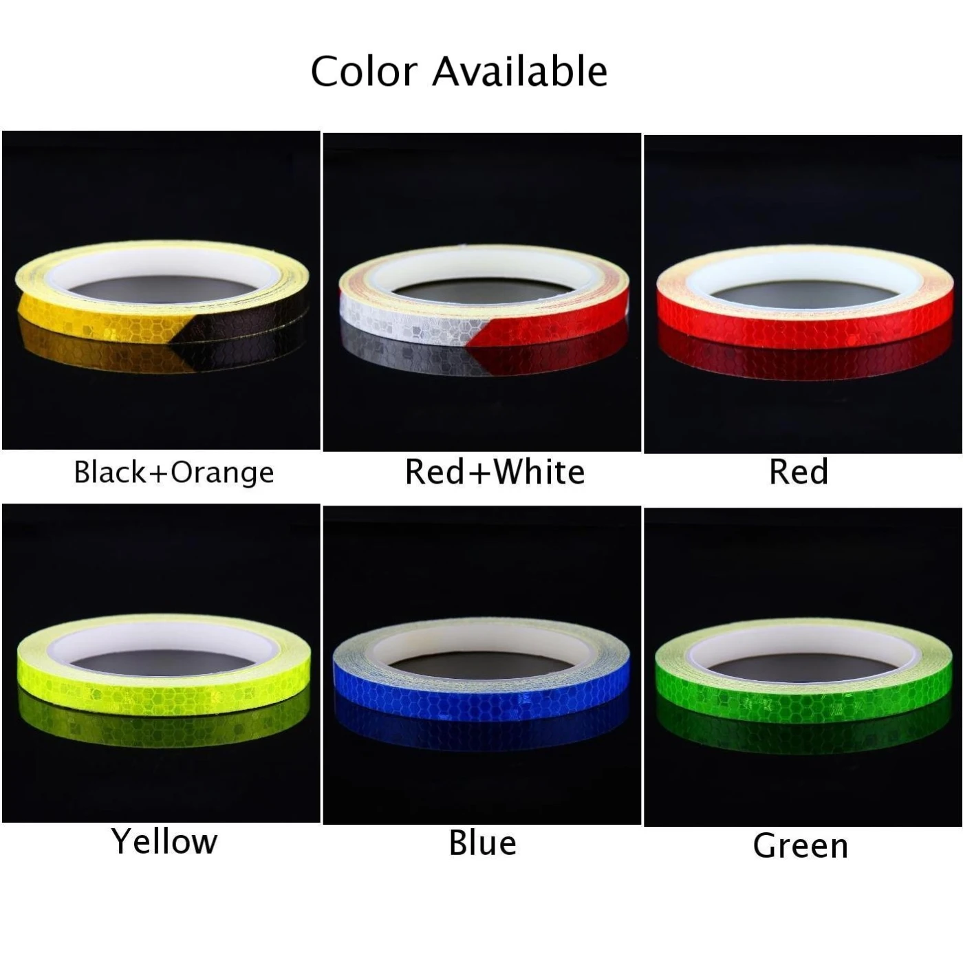 5 colors Motorcycle Rim Tape Reflective Wheel Stickers Decals Vinyl 1cm*8m