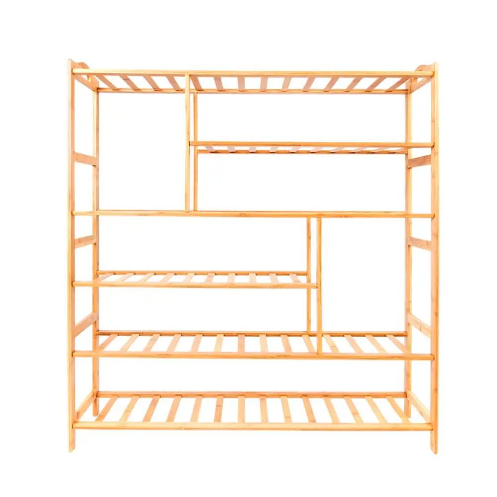 متعددة وظيفة 6-طبقة حذاء من الخيزران تخزين رف المدخل مجلس الوزراء حامل مُنظِم باب خزانة الأحذية الرف حذاء المنظمون