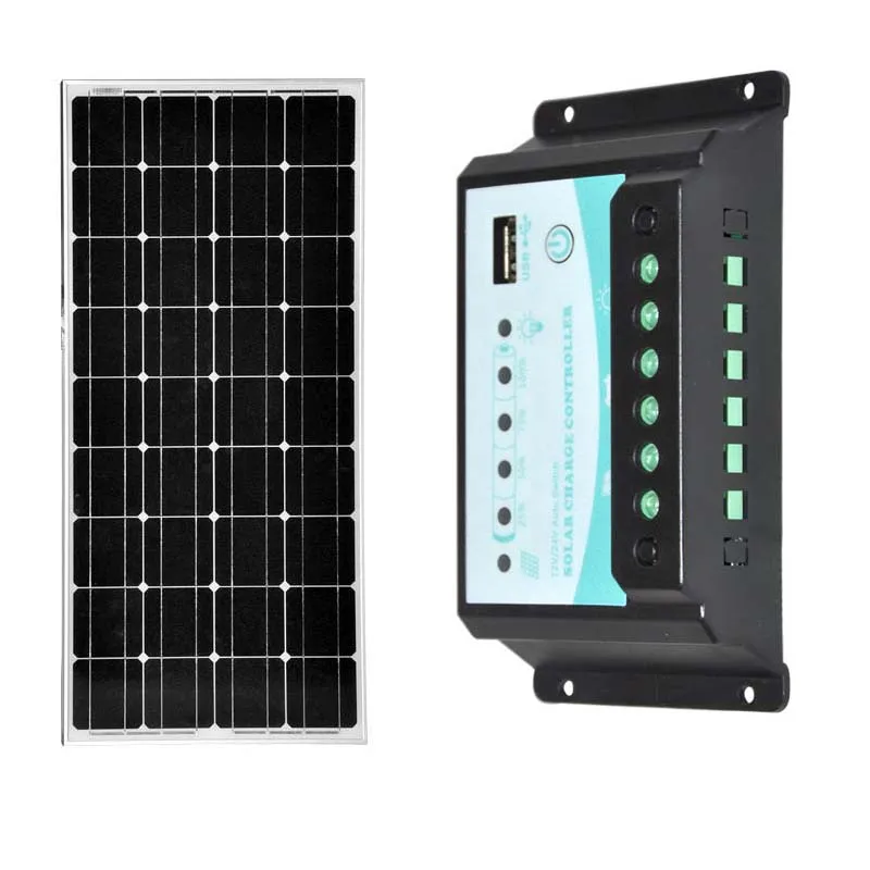 ORIGINAL Kit Solaire 12v 100w Solar Charge Controller 12v/24v 20A Solar Batetry Charger Car Caravan Camping