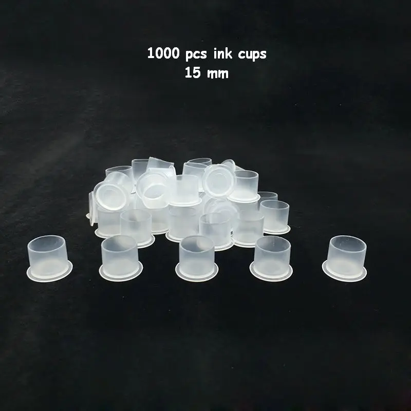 

1000PCS Medium 15mm high quiality tattoo ink cups with a BASE INK CUPS For Tattoo Gun Needle Ink Tips Grips Kits HOT SALE