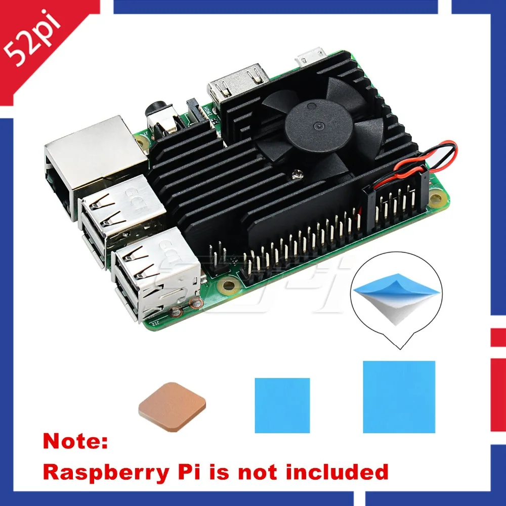 52Pi ЧПУ Экстремальный Вентилятор охлаждения радиатора комплект для Raspberry Pi 3 B +/3B
