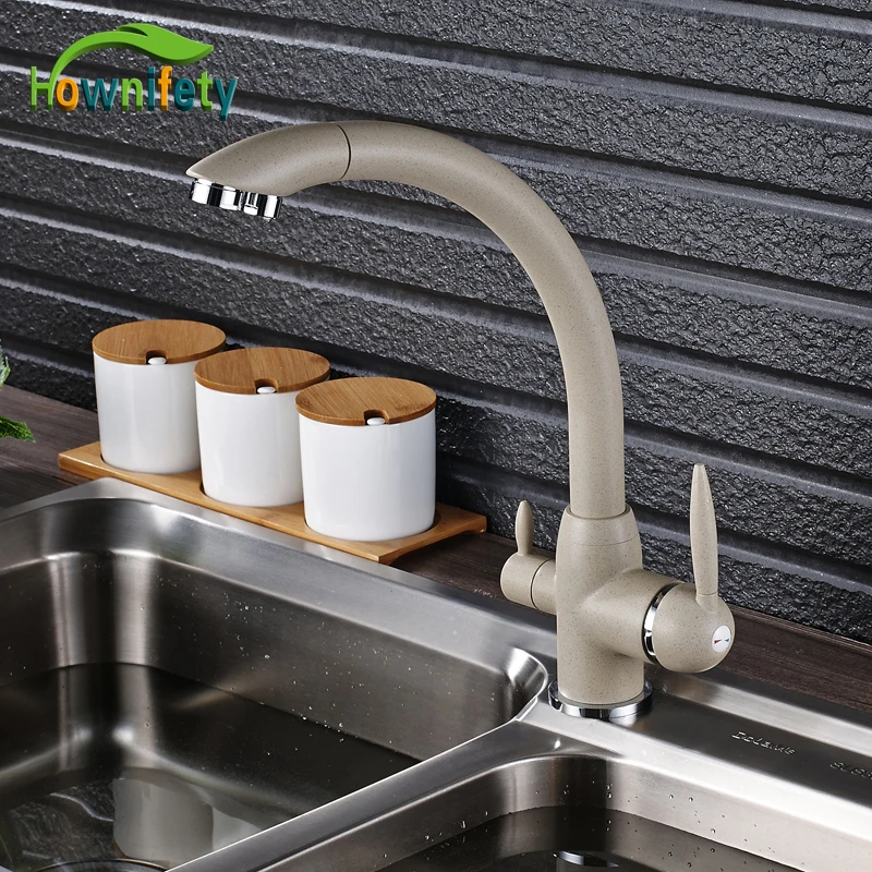 

Beige with White Point Kitchen Faucet Pure Water Faucet Hot and Cold Water Purification Mixer Tap Deck Mounted