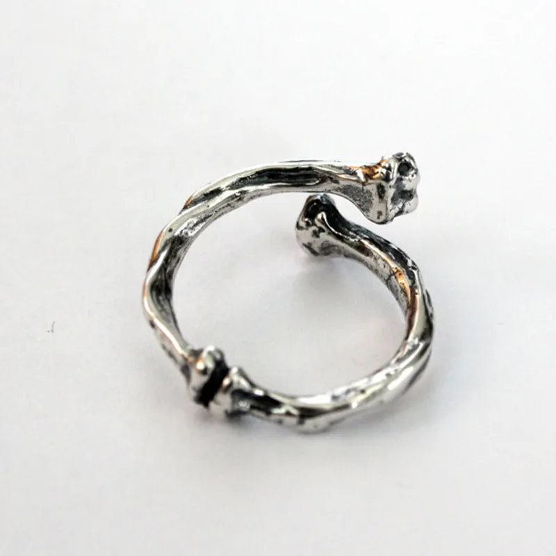Wholesale Silver plated bone adjustable ring white cover bone ring of