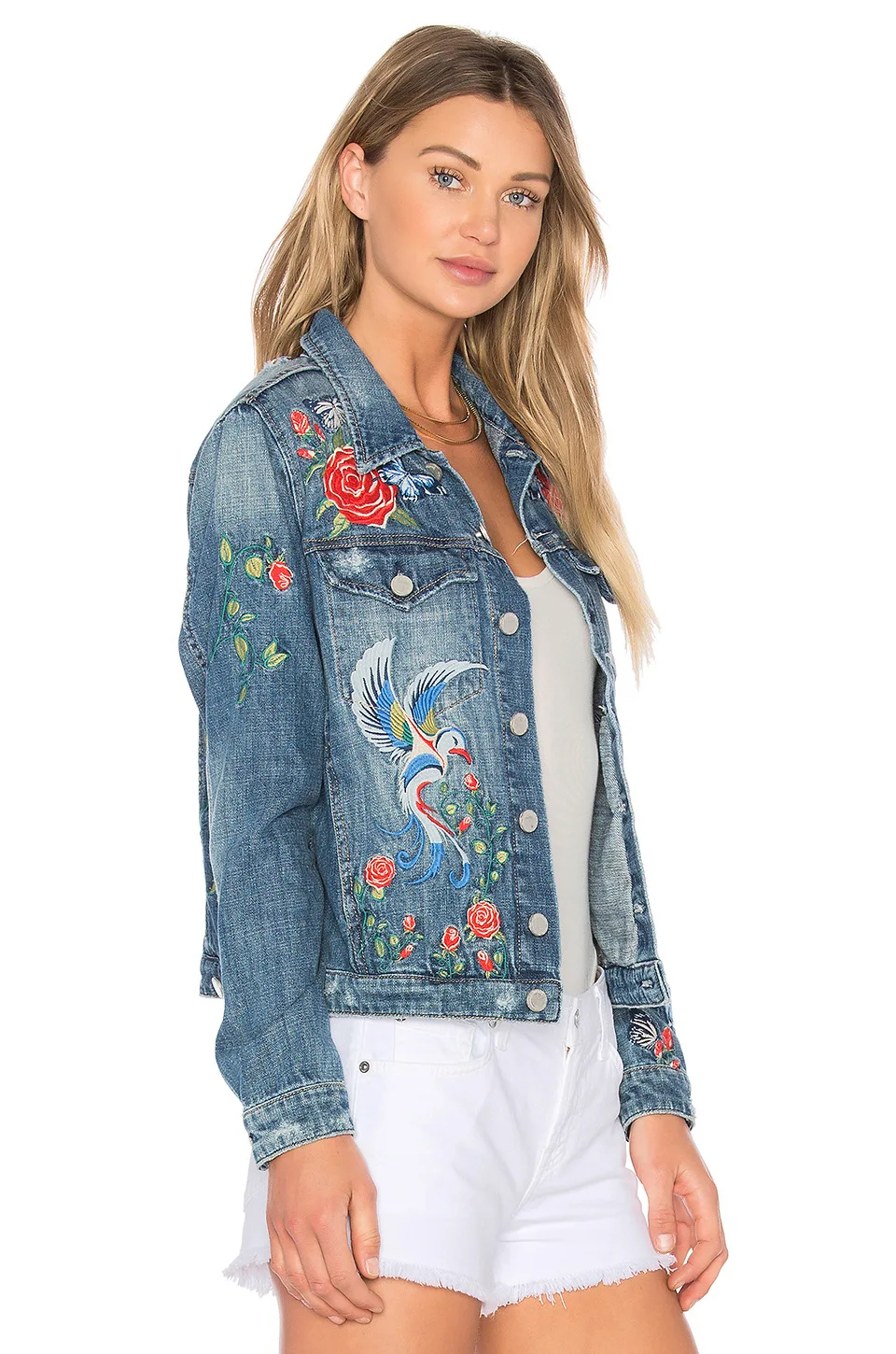 2018 women's embroidery jacquard denim jackets floral pattern vintage ...