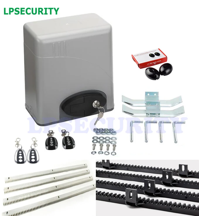US $145.35 LPSECURITY Automatic Electric Gate Motor 600kg 1400lbsGate Opener Photocell 4m 5m 6m Racks Alarm Lamp External Push Button