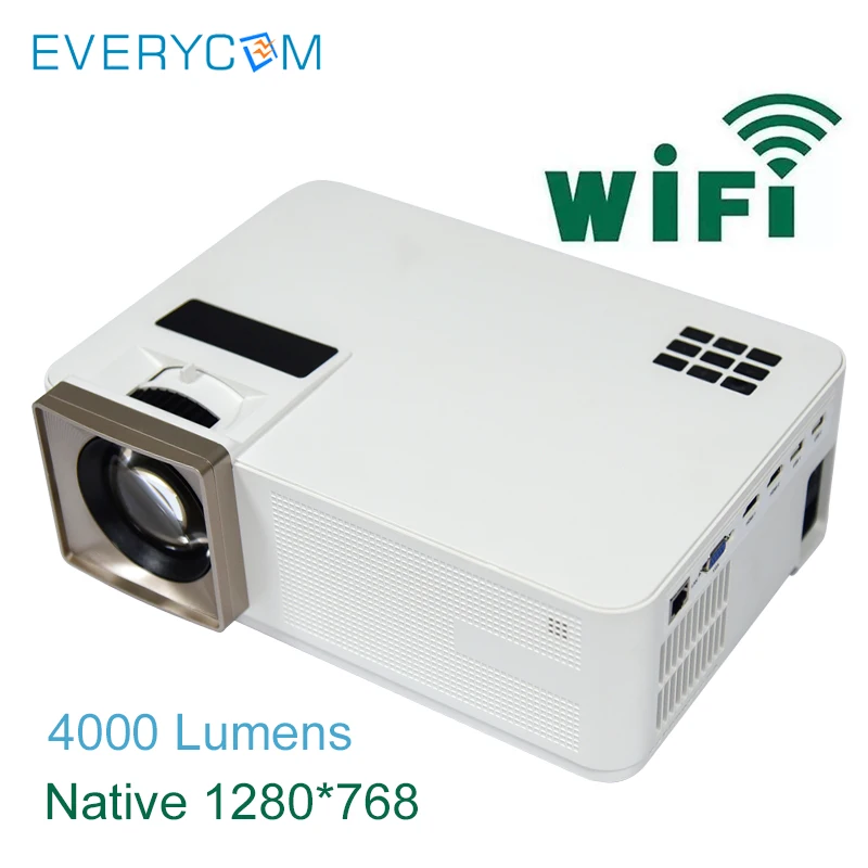 

Smart WiFi Projector, Everycom CM2 HD 720P 4000 lumen LED Video Game Home Cinema Beamer Pico Projectors For iphone Smartphone