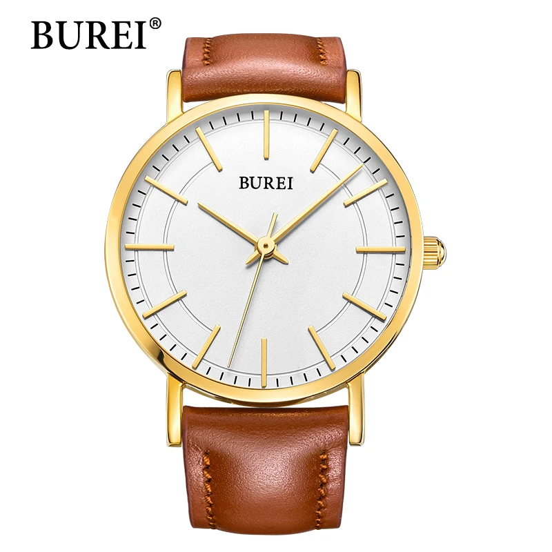 BUREI Women Watch Top Fashion Brand Female Waterproof Watches Large Lens Real Leather Strap Business Wristwatches