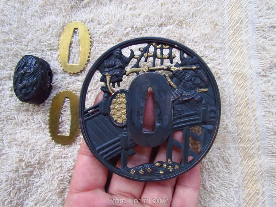

Hand-Forged Japanese Katana accessory parts Tsuba fitting Set For Warrior Sword