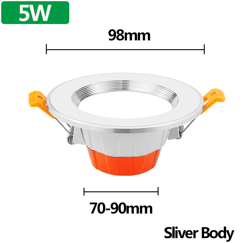 Canmeijia светодиодный светильник 220 В 5 Вт 9 Вт Утопленный Круглый потолочный светильник для кухни спальни украшения для домашнего интерьера люсис привело лампу точечного света - Испускаемый цвет: 5W Silver Body