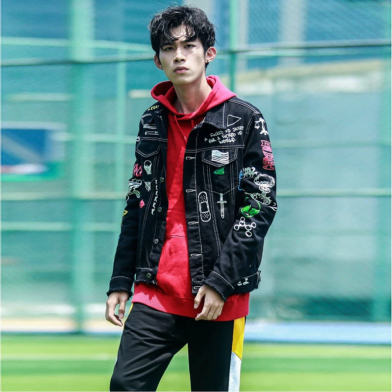 Hip Hop Fashion Printed Jeans Jacket Men Cotton Casual Streetwear Autumn New Denim Jacket Coat For Men Hip Hop Fashion Printed Jeans Jacket Men Cotton Casual Streetwear Autumn New Denim Jacket Coat For Men