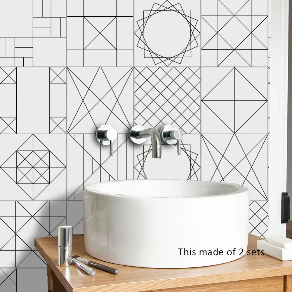 

Funlife DIY Tile Sticker Waterproof Self Adhesive PVC Wall sticker Furniture Kitchen Abstract Geometric Pattern Wallpaper TS062