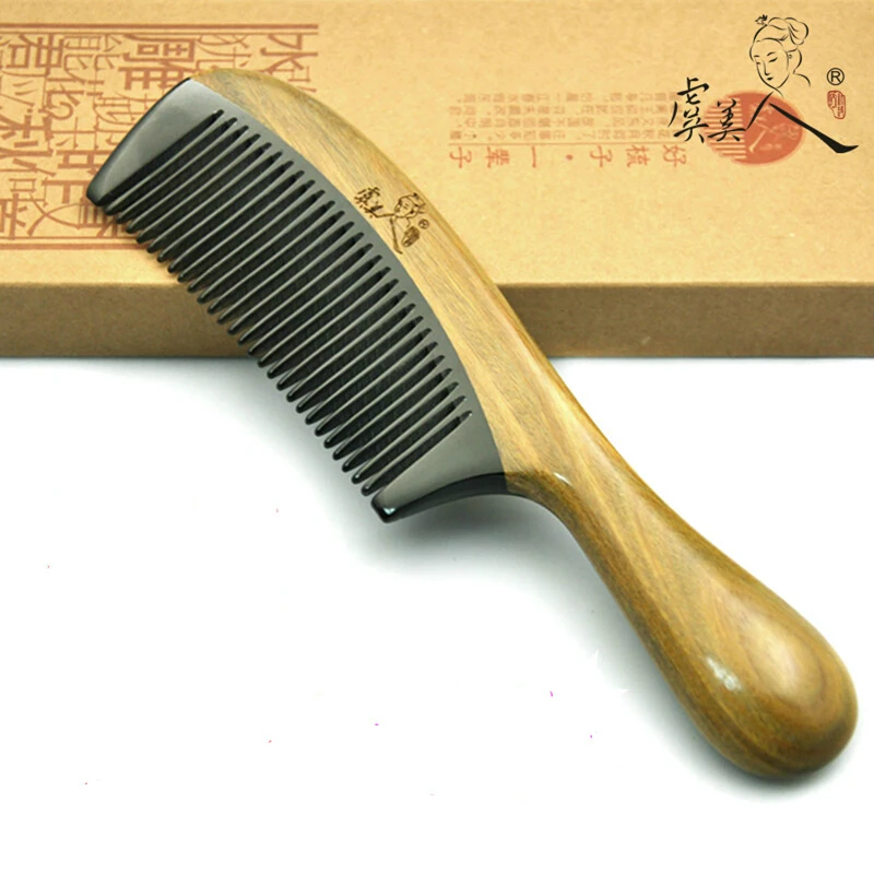 Chifre de Búfalo Anti-perda de Cabelo Melhor para o Cabelo Natural Pente Sândalo Verde Anti-estático 18.2 cm Desembaraçar Casa Deve Itens Diferentes 2 High Quality Beleza e saúde