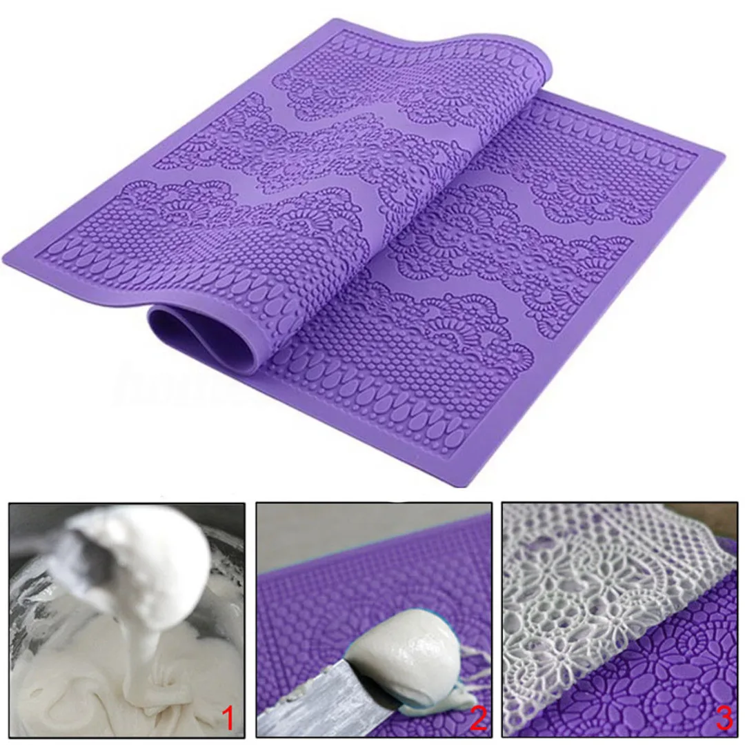 JX-LCLYL Large Flower Lace Fondant Mold Sugarcraft Icing Mat Wedding Pastry Cake Decor